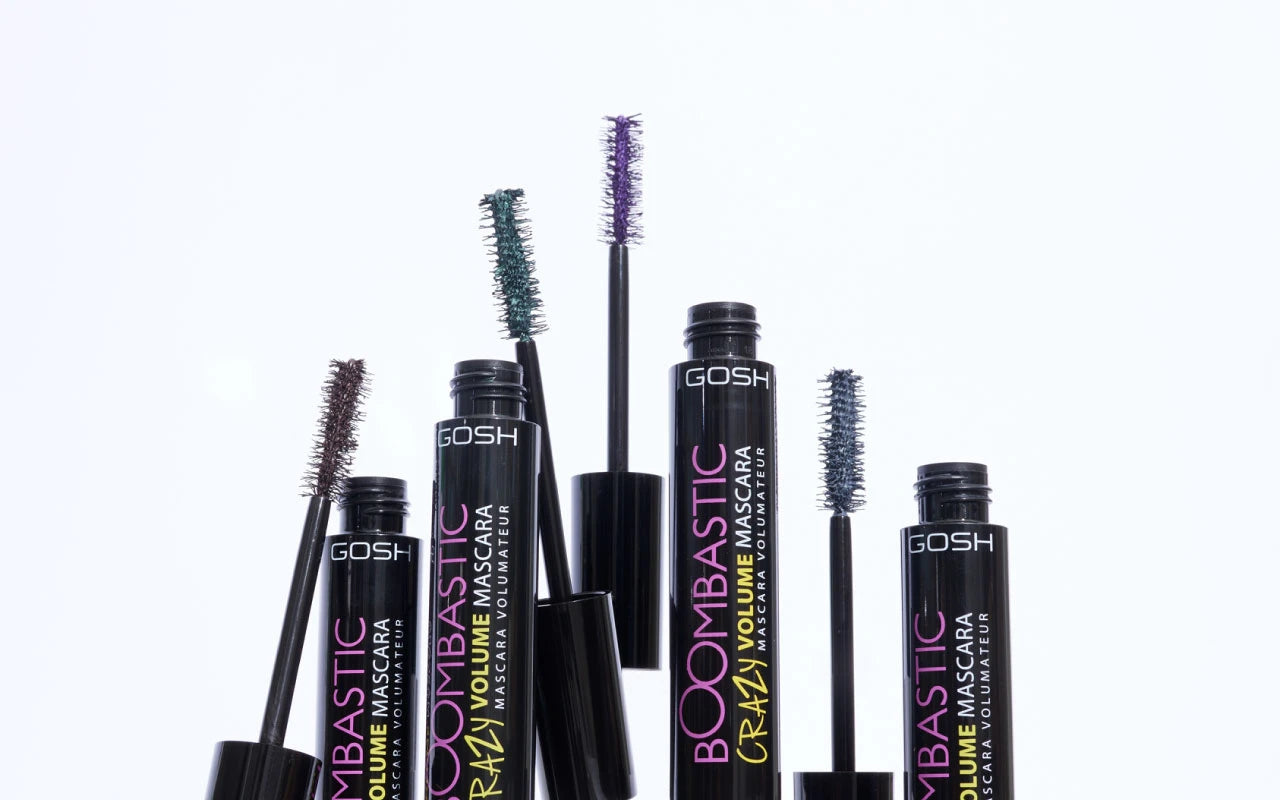 Gosh mascara bottles with visible branding on a white background